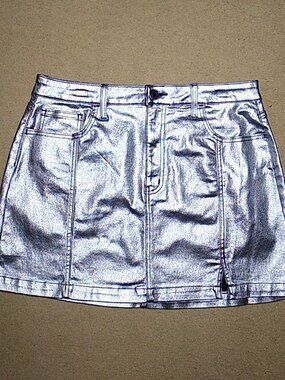 Sonoma Women's High Rise Shine Mini Skirt Silver Size 17 33W OEKO-TEX New Tags